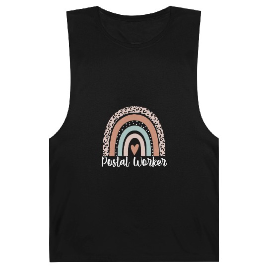 Postal Worker Rainbow Leopard Funny Postal Worker Barnard Tanks