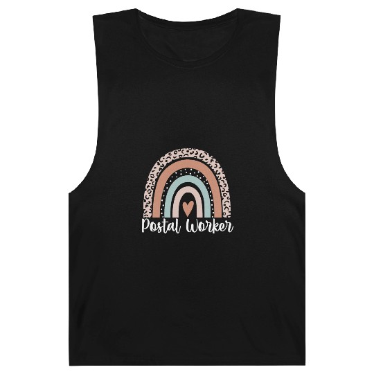 Postal Worker Rainbow Leopard Funny Postal Worker Barnard Tanks