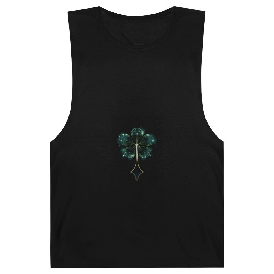 St Patricks Day Shamrock Geometric Clover Barnard Tanks