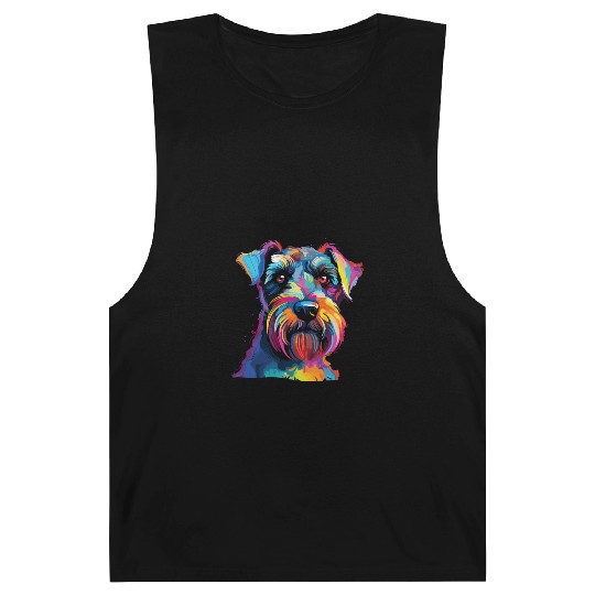 Watercolor Colorful Miniature Schnauzer Barnard Tanks