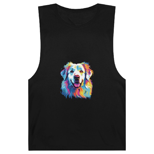 Watercolor Colorful Great Pyrenees Barnard Tanks