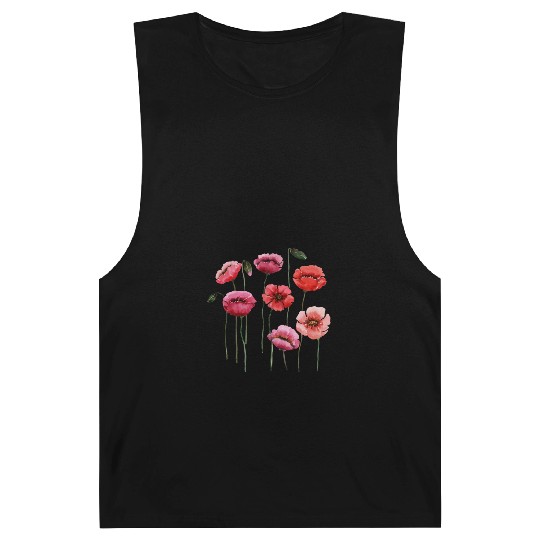 Poppies, spring bloomers, summer, flower, vintage. Barnard Tanks