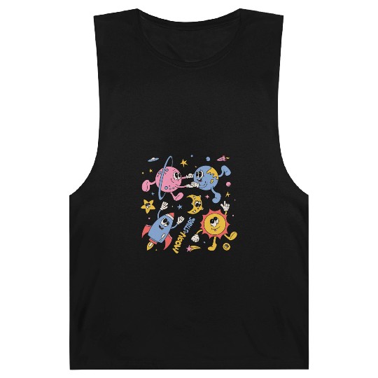 Solar System Planets Moon Sun Saturn Cute Groovy Barnard Tanks