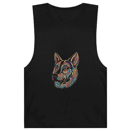 German Shepherd Funny Dog Street Art Comic Pet Barnard Tanks