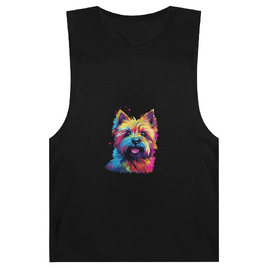 Watercolor Colorful Cairn Terrier Barnard Tanks