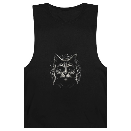 FACE Scary Horror Black Cat Barnard Tanks