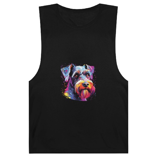 Watercolor Colorful Miniature Schnauzer Barnard Tanks