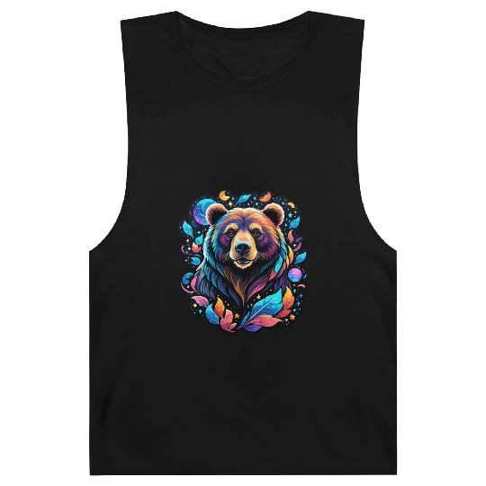 Mystical Galaxy Bear - Celestial Wilderness Art Barnard Tanks