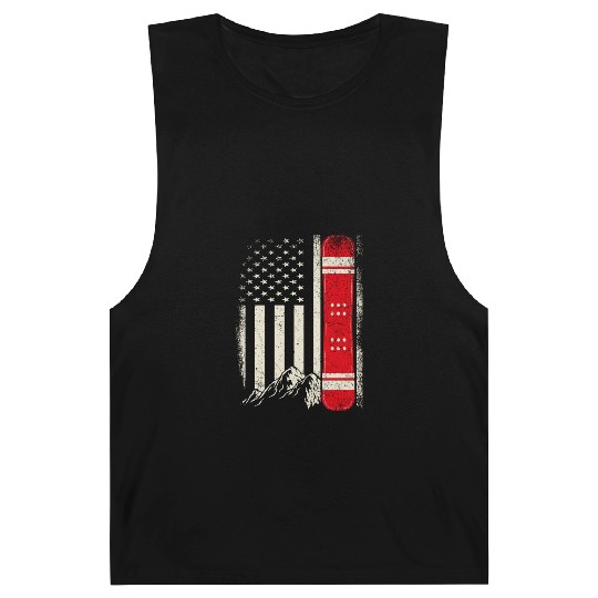 Snowboarding 4th of July Distressed USA Flag Barnard Tanks