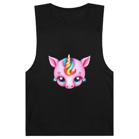 Pink Baby Rainbow Unicorn Head Barnard Tanks