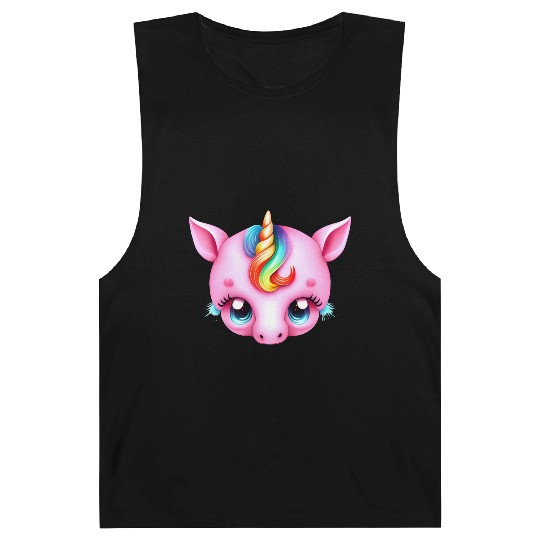 Pink Baby Rainbow Unicorn Head Barnard Tanks