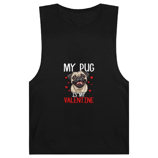 My pug is my valentine, valentines day pug Barnard Tanks