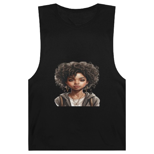 Black girl with big brown eyes .. Barnard Tanks