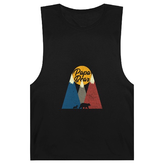 Papa Bear and Cub Outdoor Animal Lover Fathers Day Barnard Tanks