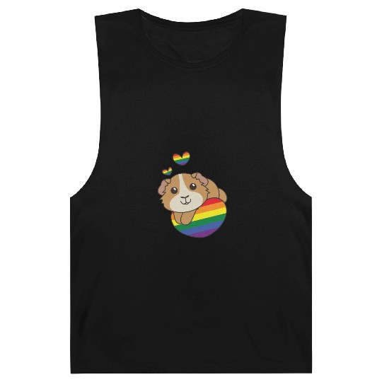 Rainbow Flag Pride Lgbtq Cute Guinea Pig Love Barnard Tanks