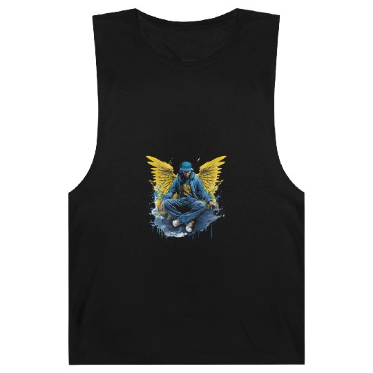 Urban Angel Wings DJ Graphic Stylish Streetwear Barnard Tanks