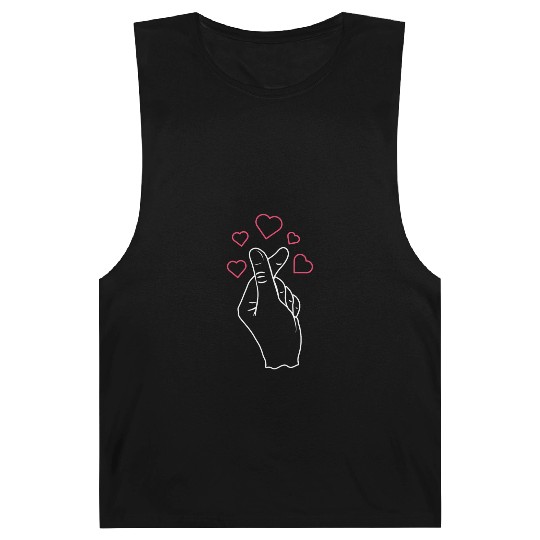 K-Pop Love K-Drama Korean Finger Heart Barnard Tanks