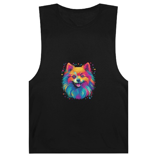 Watercolor Colorful Pomeranian Barnard Tanks