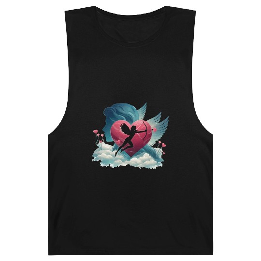 Valentine's Day with heart and Cupid. Love Heart Barnard Tanks