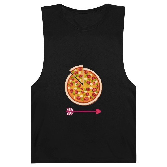 PIZZA is my valentine - Arrow Pointing Left Barnard Tanks