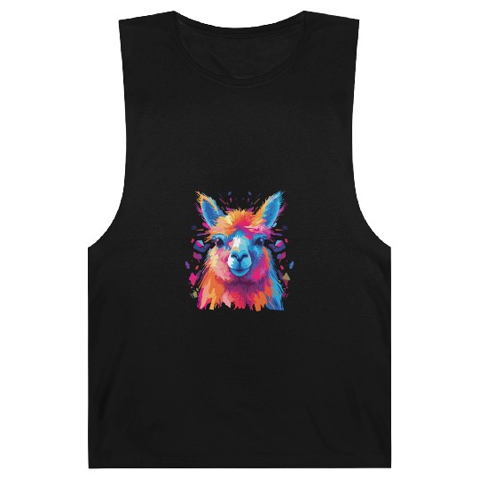 Watercolor Colorful Alpaca Colorful Animals Barnard Tanks