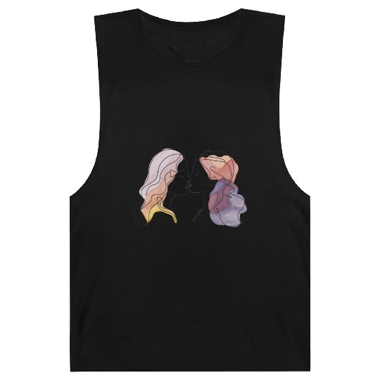 Lesbian Couple Simple Minimalistic Drawing Barnard Tanks