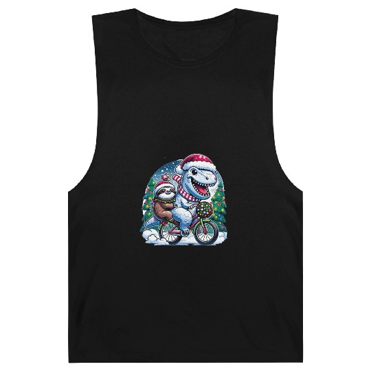 Winter Wonderland T-Rex and Sloth Cycling Duo Barnard Tanks