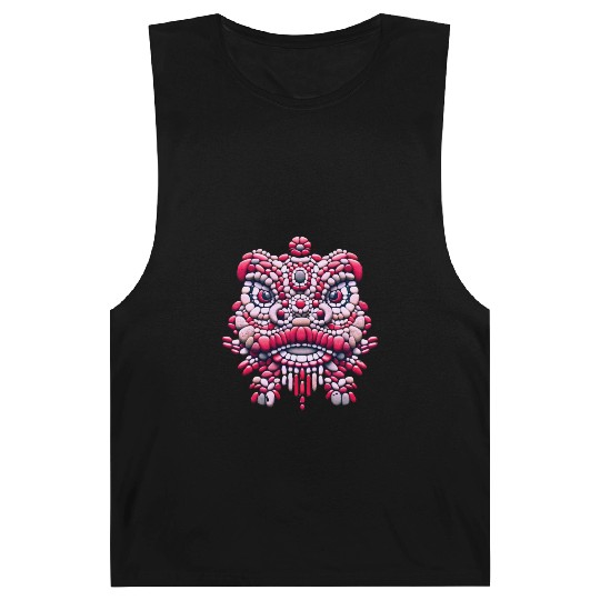 Chinese New Year - Pink Peony Lion Dance Mask Barnard Tanks