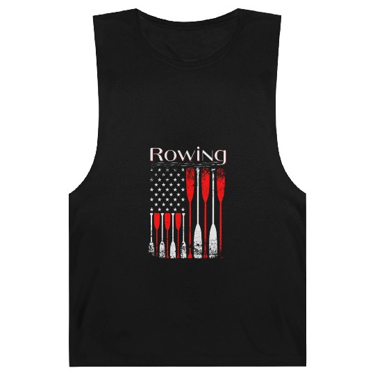 Rowing US flag american rower patriotic paddle Barnard Tanks