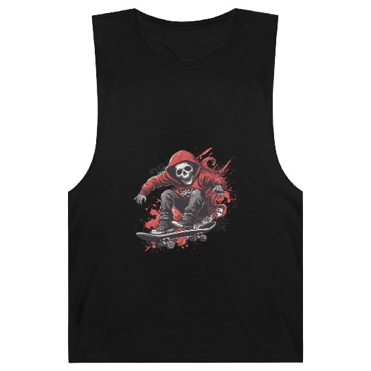 Skeleton Skull Skater Skateboarder Skateboard Barnard Tanks