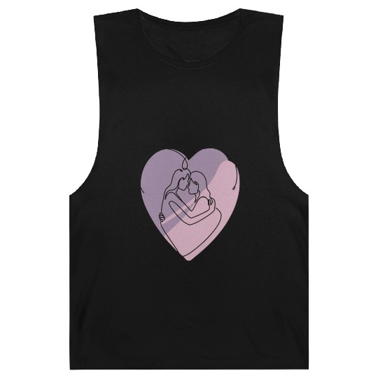 Minimalist Silhouette of Lesbians in Heart Barnard Tanks