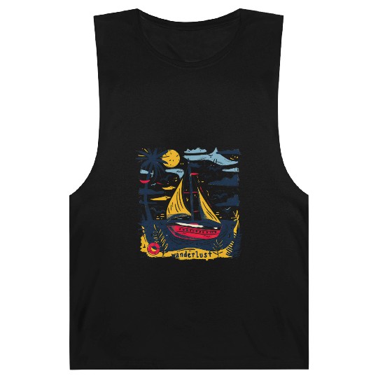 Wanderlust Sailing Boat in The Sea Colorful Print Barnard Tanks