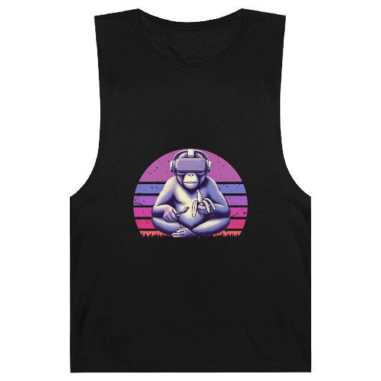 Virtual Zen: Retro Aesthetic Gamer Gorilla Barnard Tanks