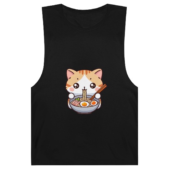 Cute Cat Eating Ramen Barnard Tanks