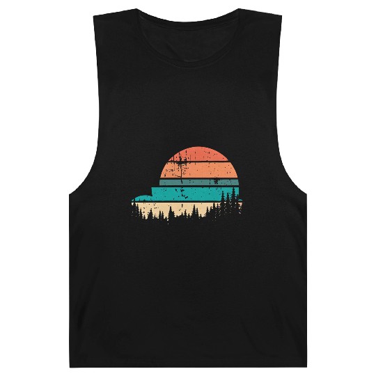 Retro Evergreen Sunset Stepped Circle Design Barnard Tanks