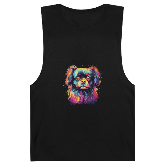 Watercolor Colorful Tibetan Spaniel Barnard Tanks