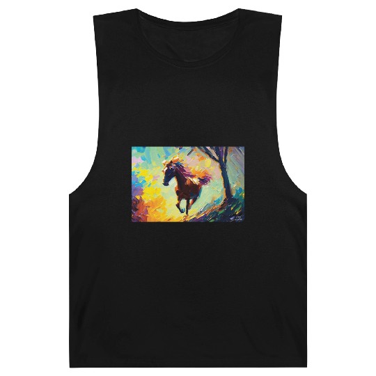 Oil Painting Style Running Horse Signed Barnard Tanks