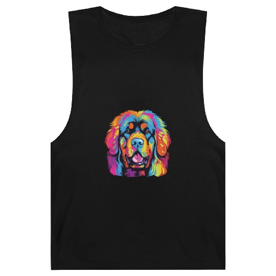 Watercolor Colorful Tibetan Mastiff Barnard Tanks