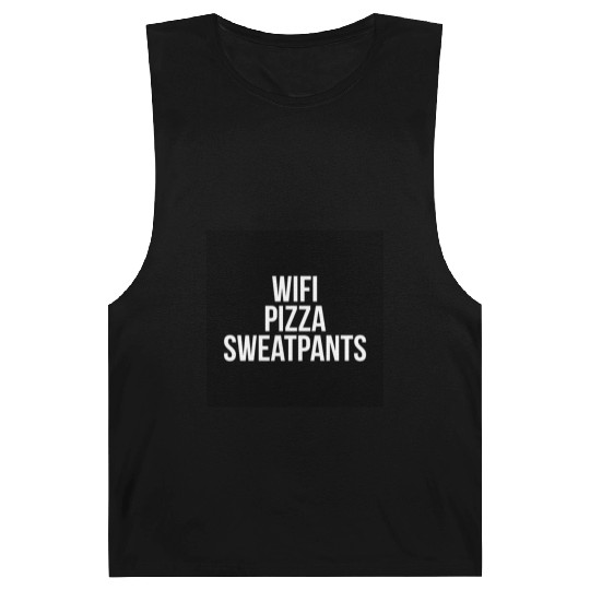 WiFi Pizza Sweatpants Funny Sarcastic Lazy Quote Barnard Tanks