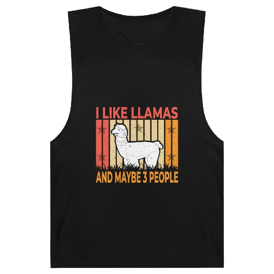 Vintage Llama I Like Llamas And Maybe 3 People T-S Barnard Tanks