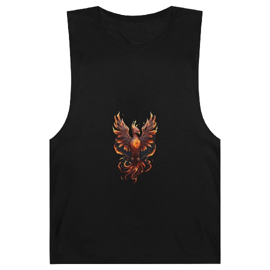 Fiery Phoenix Tattoo Design - Flight of Rebirth Barnard Tanks