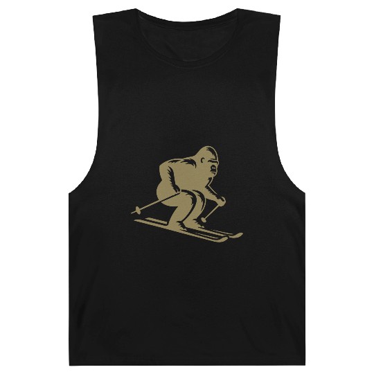 Monkey Gorilla Chimpanzee Ski Silhouette Design Barnard Tanks