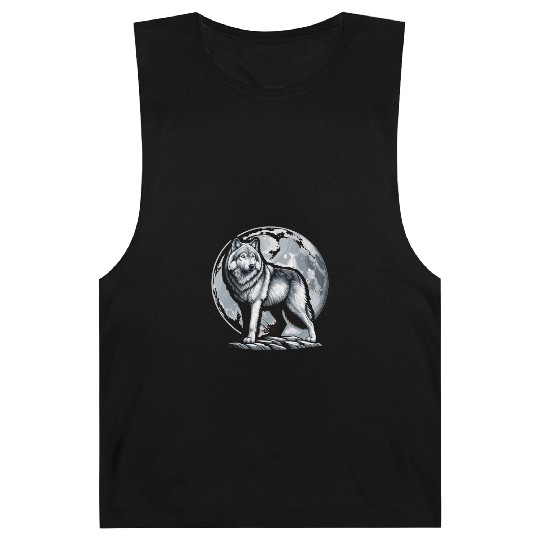 Majestic Moonlit Wolf Illustration Barnard Tanks