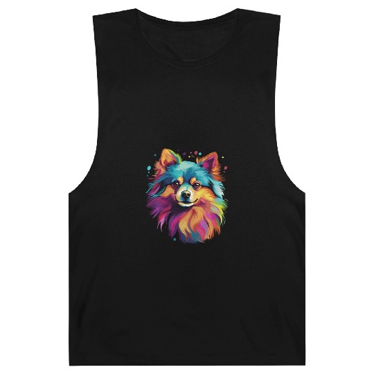 Watercolor Colorful Pomeranian Barnard Tanks