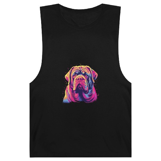 Watercolor Colorful Neapolitan Mastiff Barnard Tanks