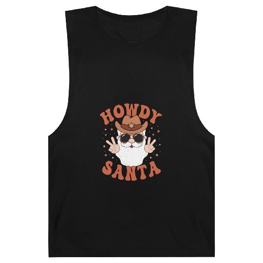 Howdy Santa Peace Christmas Western Cowboy Claus Barnard Tanks