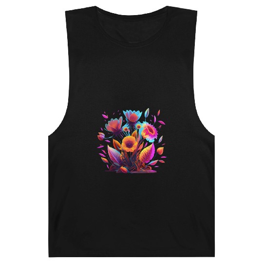 Cyberpunk Neon Glow FlowersDesign Barnard Tanks