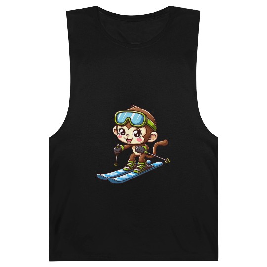 Monkey Chimpanzee Skier Winter Sports Vacation Barnard Tanks