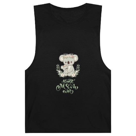Best Mom Ever Koala Embrace Floral Wreath Barnard Tanks