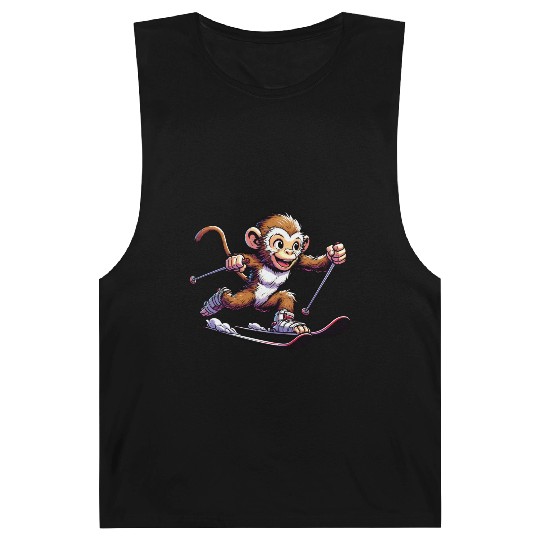 Monkey Chimpanzee Skier Winter Vacation Design Barnard Tanks